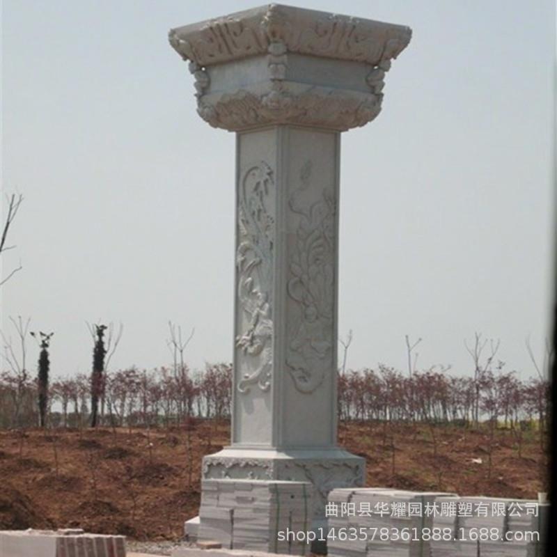 石雕花岗岩文化柱汉白玉盘龙柱复古柱青石广场公园雕塑