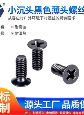 D=4.0KM2.5x3→2.5x12小沉头黑色薄头螺丝 304不锈钢高盐雾耐腐蚀