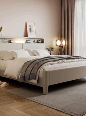北欧全实木床灰色现代简约主卧1.8双人床1.5米经济型高箱储物婚床