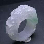 12.3mm 缅甸天然翡翠a货冰种龙头玉扳指xqa卡21.2 11.8 圈口24