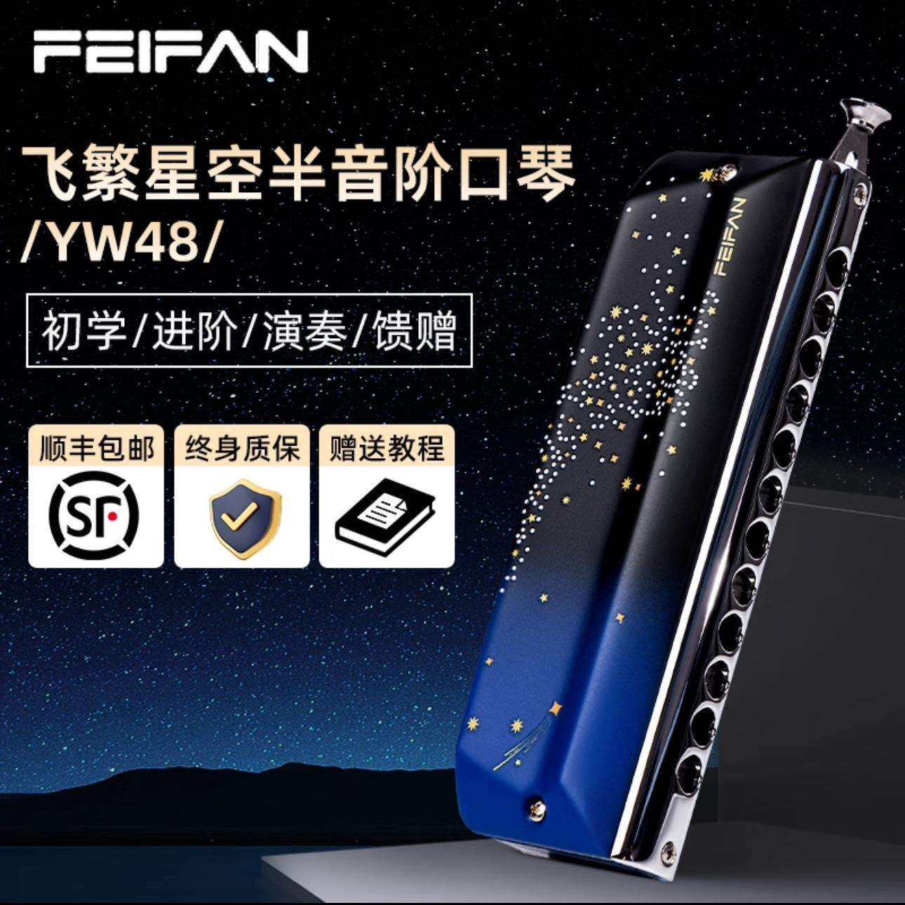 FEIFAN飞繁仰望星空12孔半音阶口琴YW48专业演奏成人初学者口琴