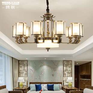 中式 楼房间楼梯中空大气吊灯具 别墅客厅吊灯全铜餐厅大厅卧室复式