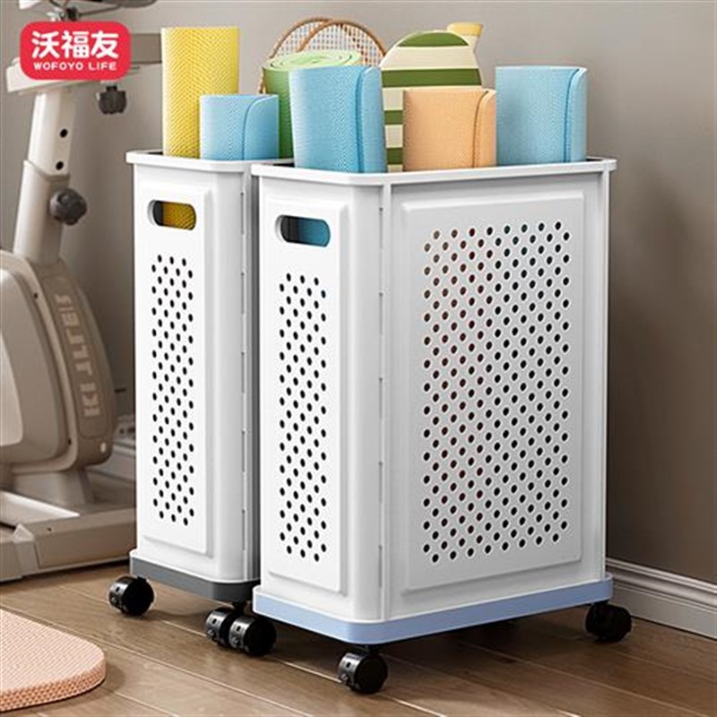 瑜伽垫收纳筐带轮健身运r动工具置物架夹缝家用体育用品整理篮神