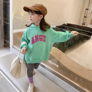 女童连帽卫衣2021新款秋装儿童宽松中长款春秋外套洋气宽松上衣潮