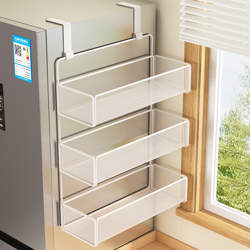 冰箱置物架侧面收纳神器厨房用品家用侧壁保鲜膜调料瓶多层挂架子