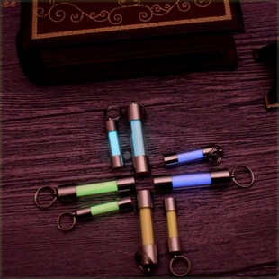 氚管钥匙扣夜光管挂件非氚管简约发光吊坠不锈钢玻璃材质永明灯