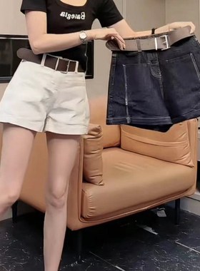 梨型身材裤子大码高腰薄款牛仔短裤女夏胖mm弹力显瘦a字阔腿热裤
