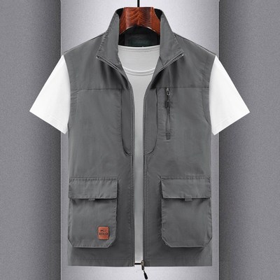 秋季户外马甲男款工装风背心马夹休闲多口袋摄影钓鱼外套工服订做