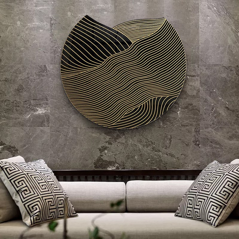 侘寂风立体浮雕挂画餐厅玄关装饰画轻奢背景墙挂画高级感雕刻画