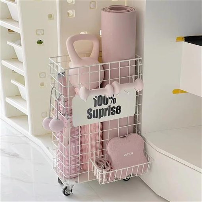 瑜伽垫收纳筐运动健身器材用品篮球类收纳架泡沫轴家用夹缝置物篮