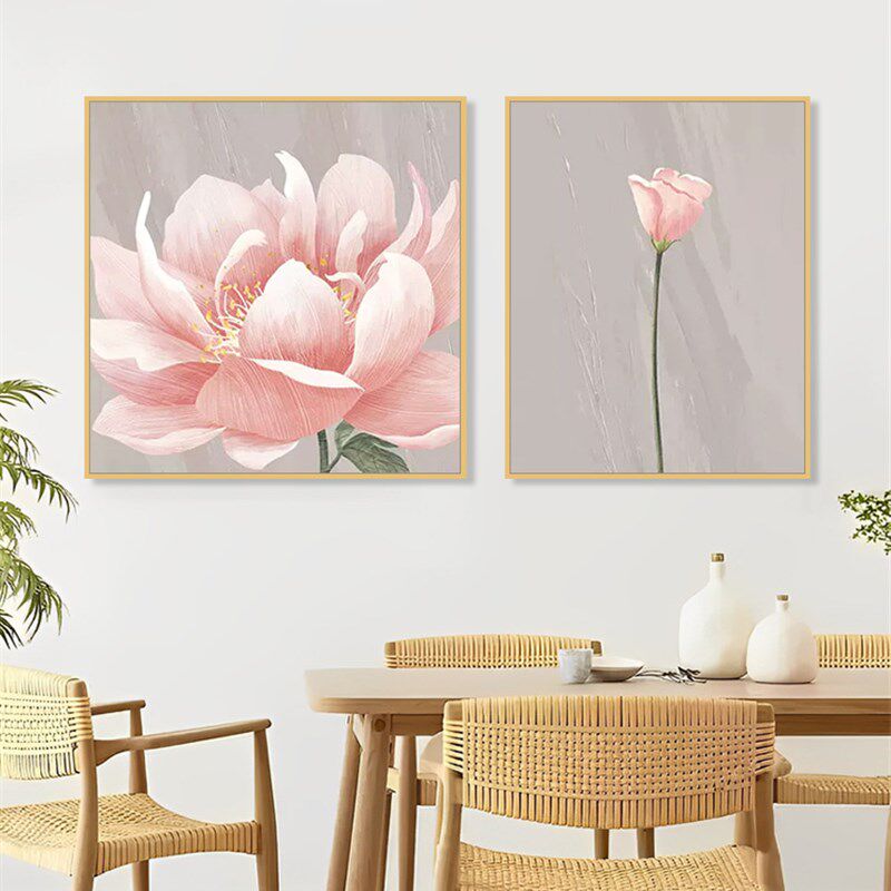 花卉数字油画diy手工填充填色油彩画两联手绘丙烯客厅卧室装饰画