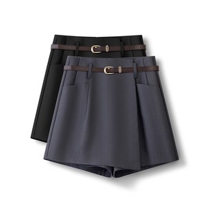 高端欧货裙裤短款设计感西装阔腿裤女秋季2024新高腰显瘦A字短裤