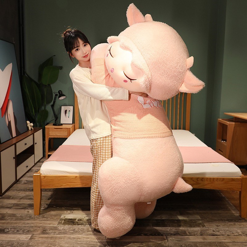 毛绒玩具趴趴羊公仔抱枕可爱小羊驼熊玩偶睡觉抱布娃娃圣诞礼物女