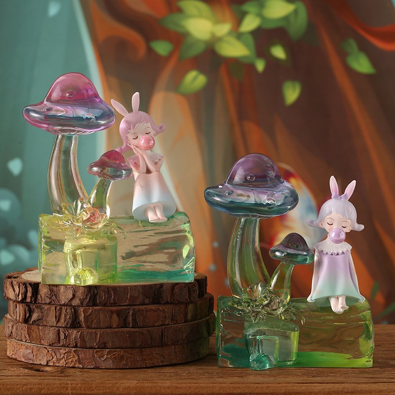 密林物语兔摆件创意可爱吹泡泡女孩树脂工艺品闺蜜女生新年礼物