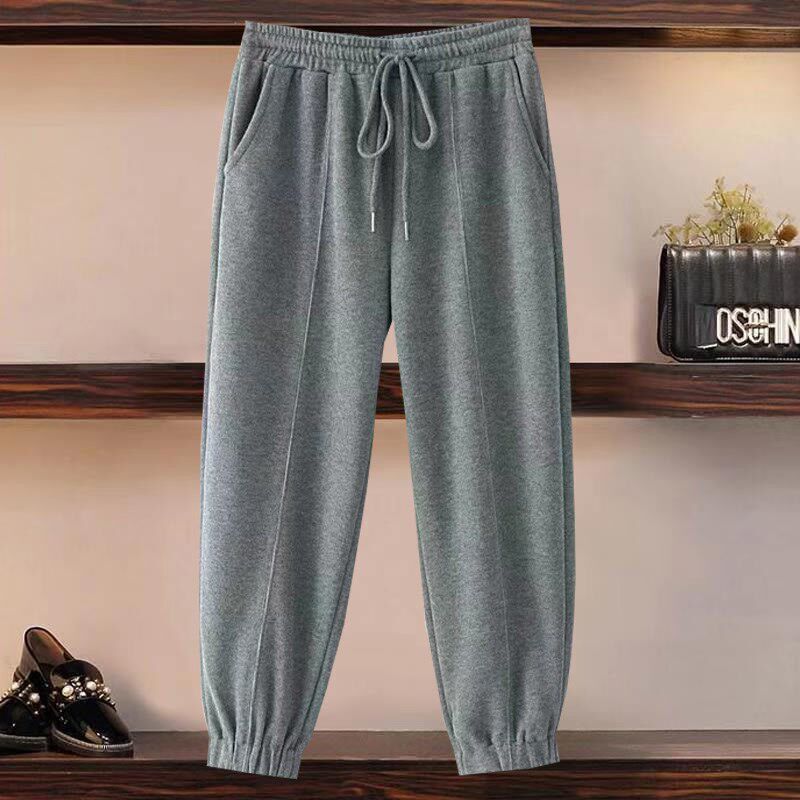 束脚裤春装新款加肥加大码九分裤中年女装运动裤时尚宽松显瘦卫裤