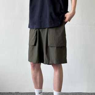 子宽松直筒休闲潮流户外沙滩裤 防水大口袋工装 男生五分裤 夏季 短裤
