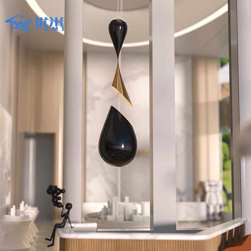 定制玻璃钢水滴雕塑售楼处酒店楼梯转角落地摆件空中吊饰艺术装置