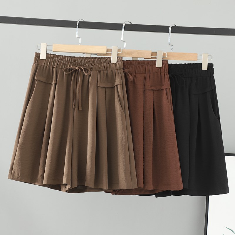 2024新款胖mm夏装女装大码松紧腰系带裤裙百搭短裤女裙裤纯色裤子