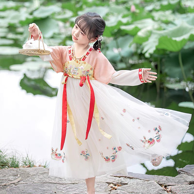 【莓果小兔】汉服女童春秋款中国风仙气襦裙女孩古装儿童连衣裙