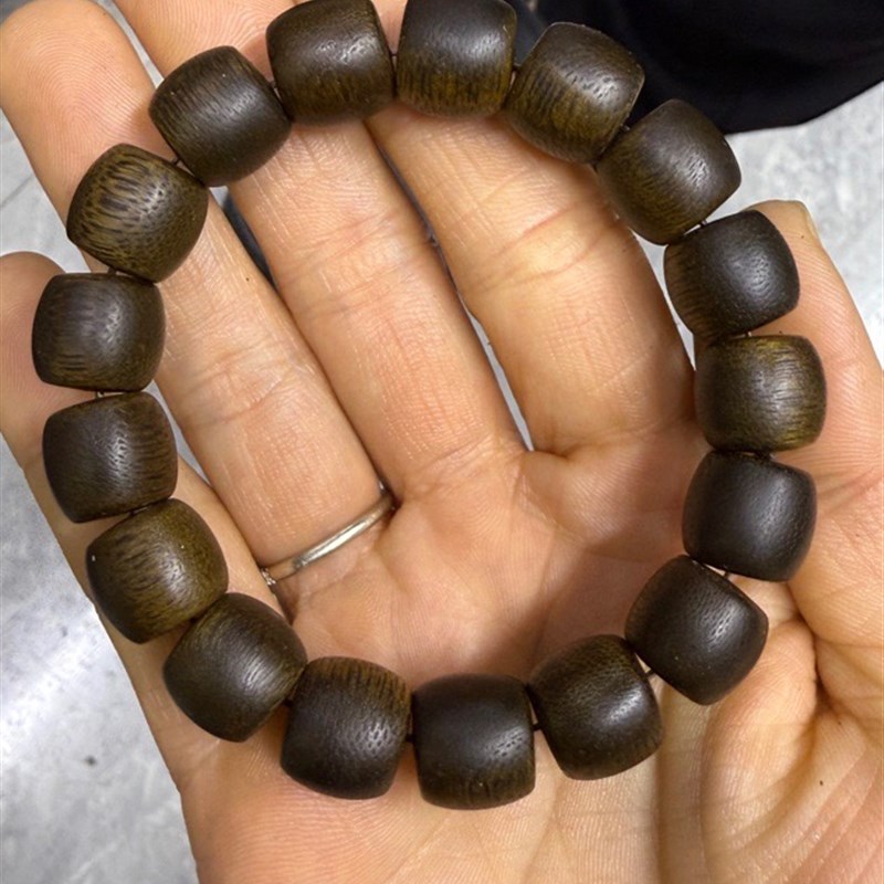 芽庄金丝白奇楠沉香手串1.2鼓珠*17颗佛珠手链约26沉水念珠男女