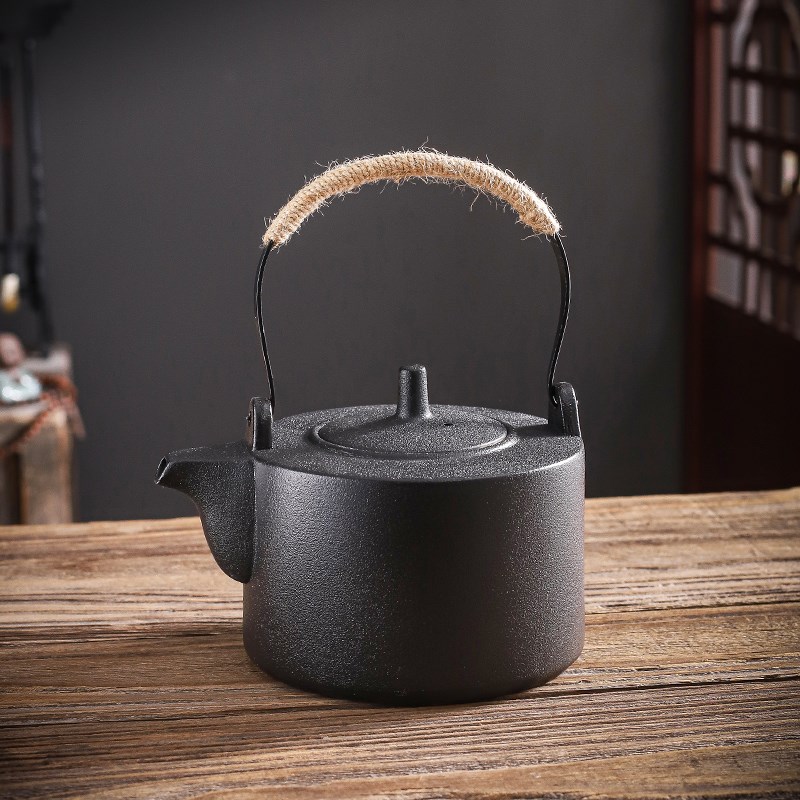 黑陶提梁壶大容量泡茶壶水壶带过滤餐厅茶水壶支持LOGO雕刻定制