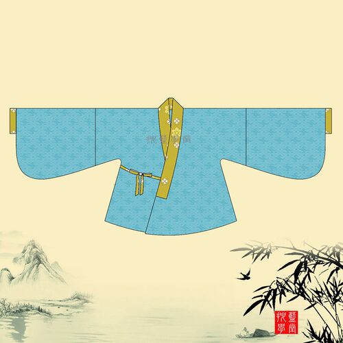 纸样汉服版型对交穿琵琶袖裁剪样板图来图CAD制版制绣花版制样衣