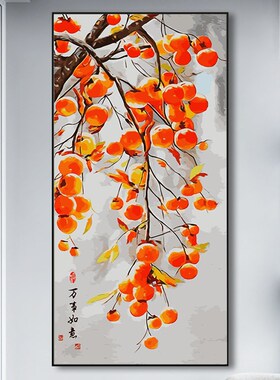 数字油画diy油彩画 中国风事事如意玄关画手绘画画填充填色装饰画