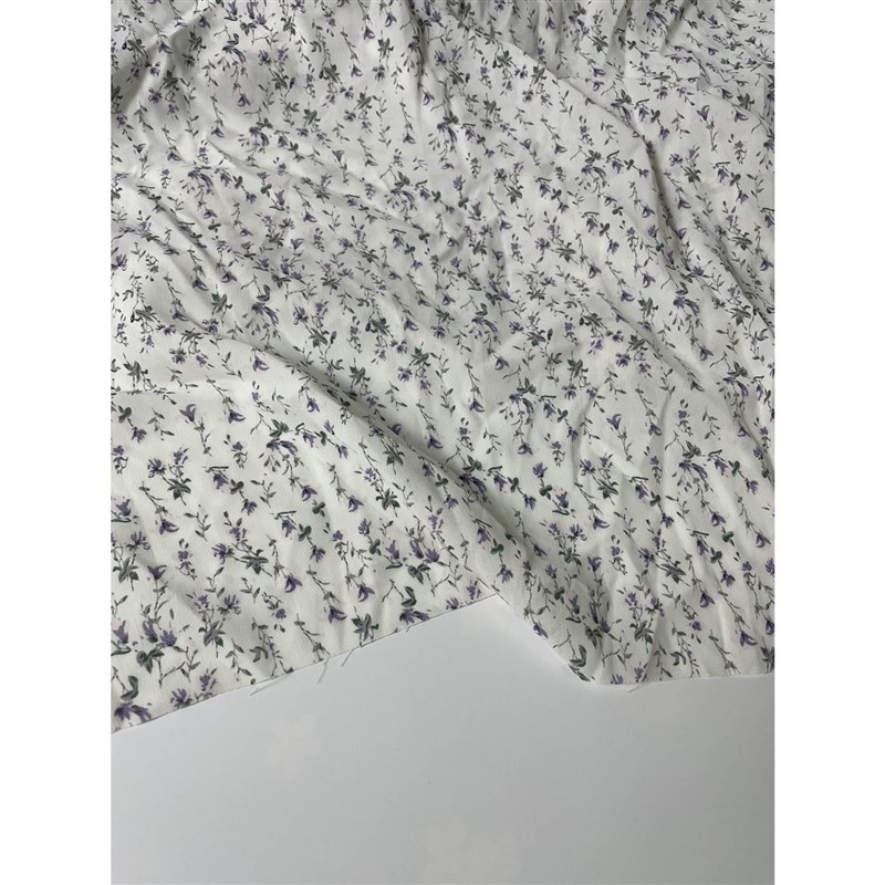 E87白底小碎花印花雪纺布头 优雅气质柔软垂坠透气连衣裙上衣面料