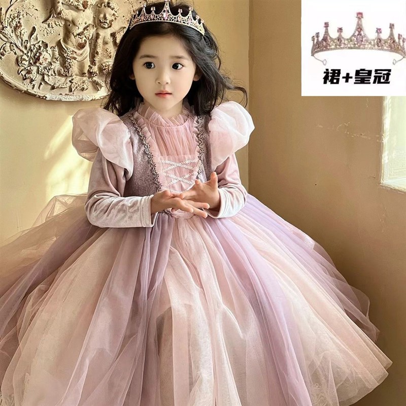 六一乐佩公主裙发光裙女童春夏儿童装连衣裙生日礼服蓬蓬裙礼服裙