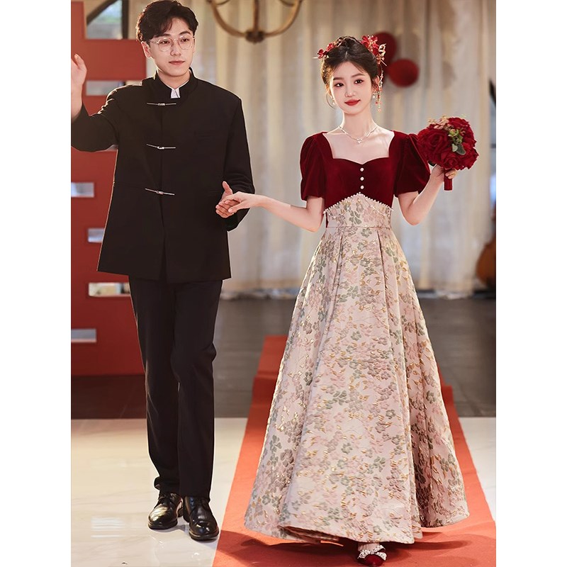 敬酒服新娘2024新款结婚订婚宴礼服裙法式高级感回门便装轻奢小众