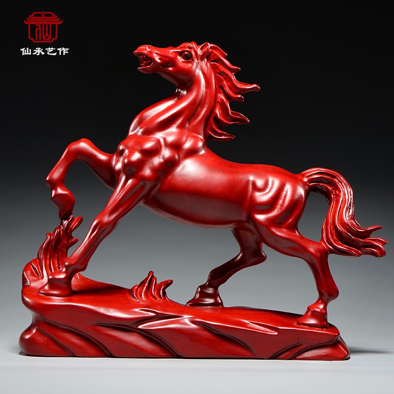 红木雕刻马摆件马到成功实木质马生肖家居办公桌面装饰工艺品送礼