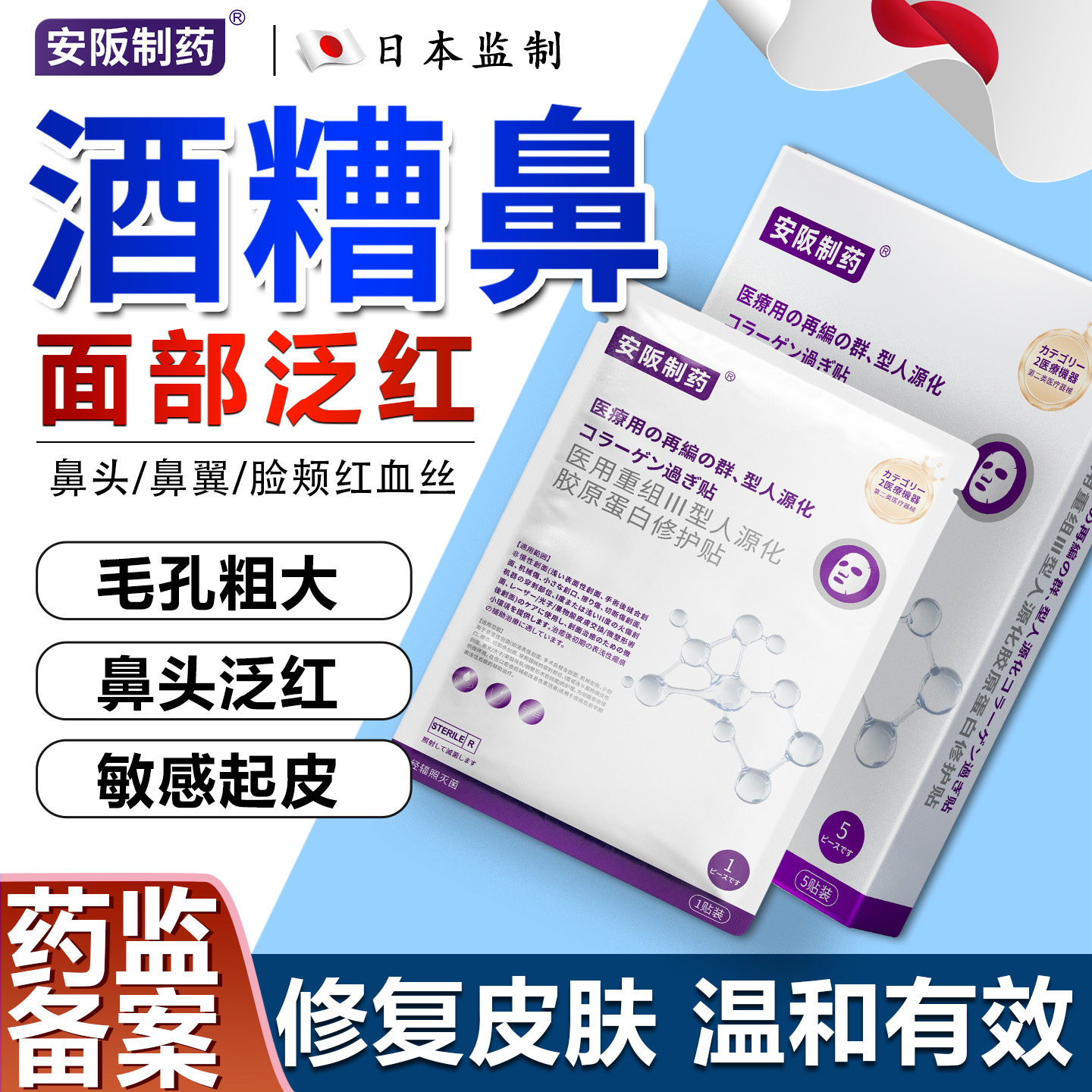 酒糟鼻玫瑰痤疮专修复面部脸颊鼻翼泛红血丝屏障受损用清洁面膜KY