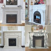 家居装 工厂供应欧式 石雕人物客厅壁炉 饰背景墙大理石壁炉摆件