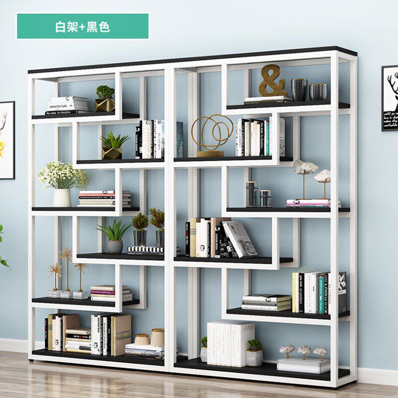 简易书架简约落地置物架现代客厅铁艺展示架创意办公室隔断储物柜