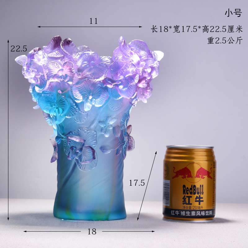 琉璃花瓶玫瑰烛台蝴蝶兰花瓶客厅装饰摆件书房茶室桌面摆放工艺品