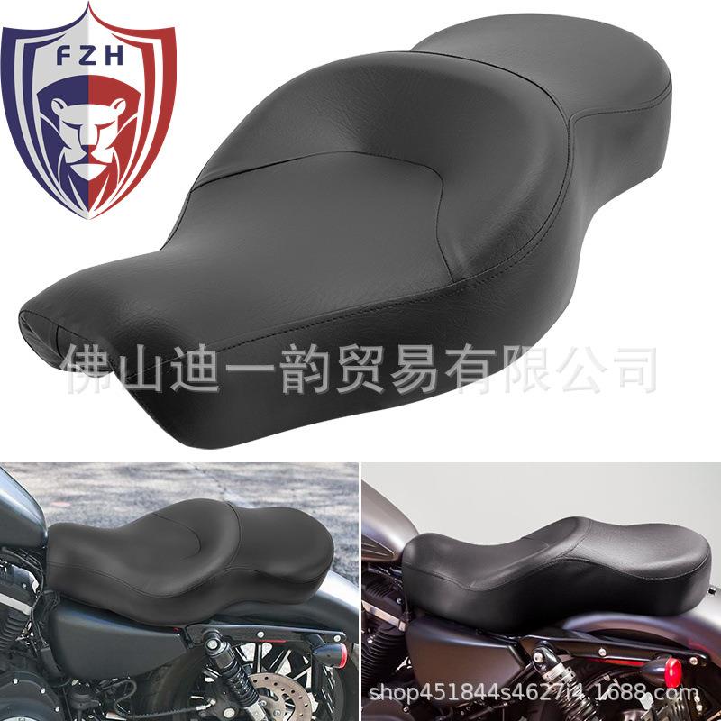 适用哈雷XL883 1200N 883皮革改装加厚版 双人一体坐垫 04-22