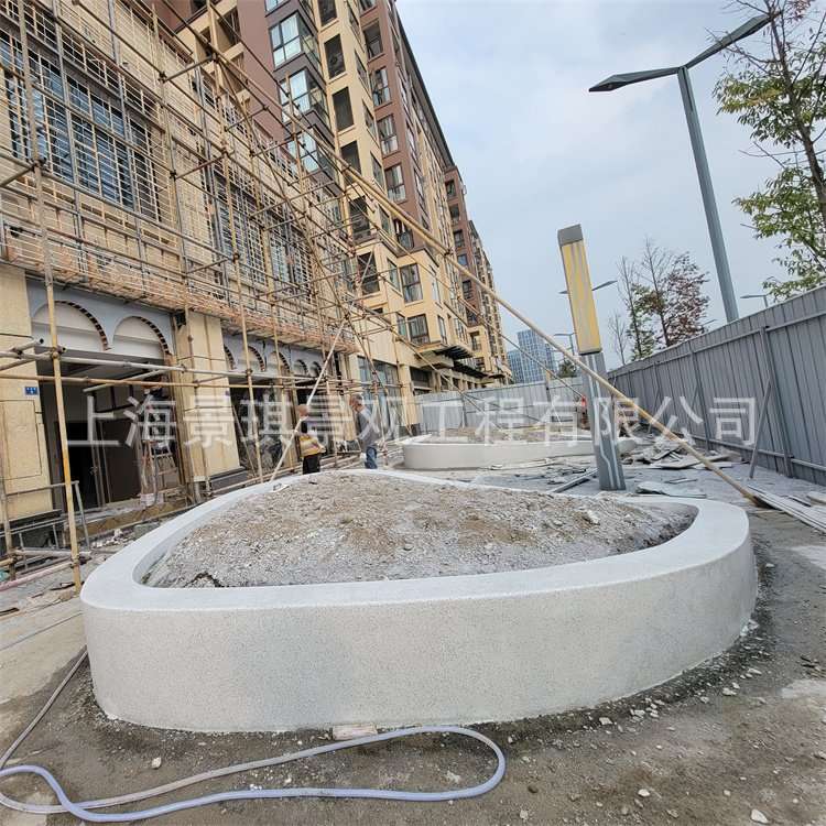 公园休闲泰科砼石坐凳安装施工透光混凝土泰科砼花坛灯带设计