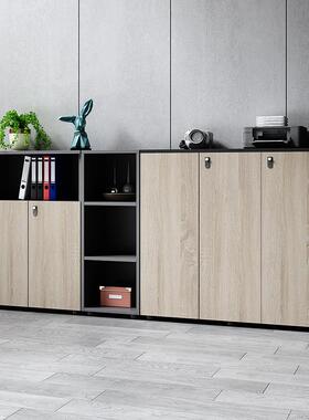 r^办公室文件柜地柜木质矮柜储物柜带锁资料柜隔断杂物收纳柜长条