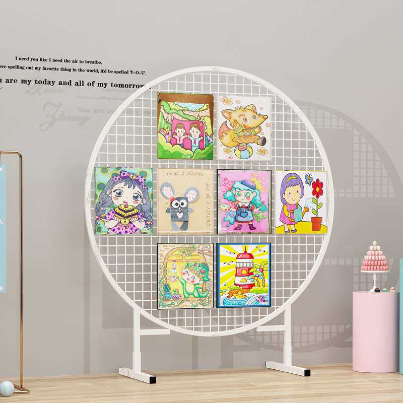铁网格网圆形装饰网格架幼儿园作品展示易拉宝婚庆展示挂架落地网