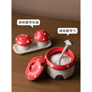 大容量厨房陶瓷盐调味罐套装调料盒带小勺子盐罐家用商用收纳