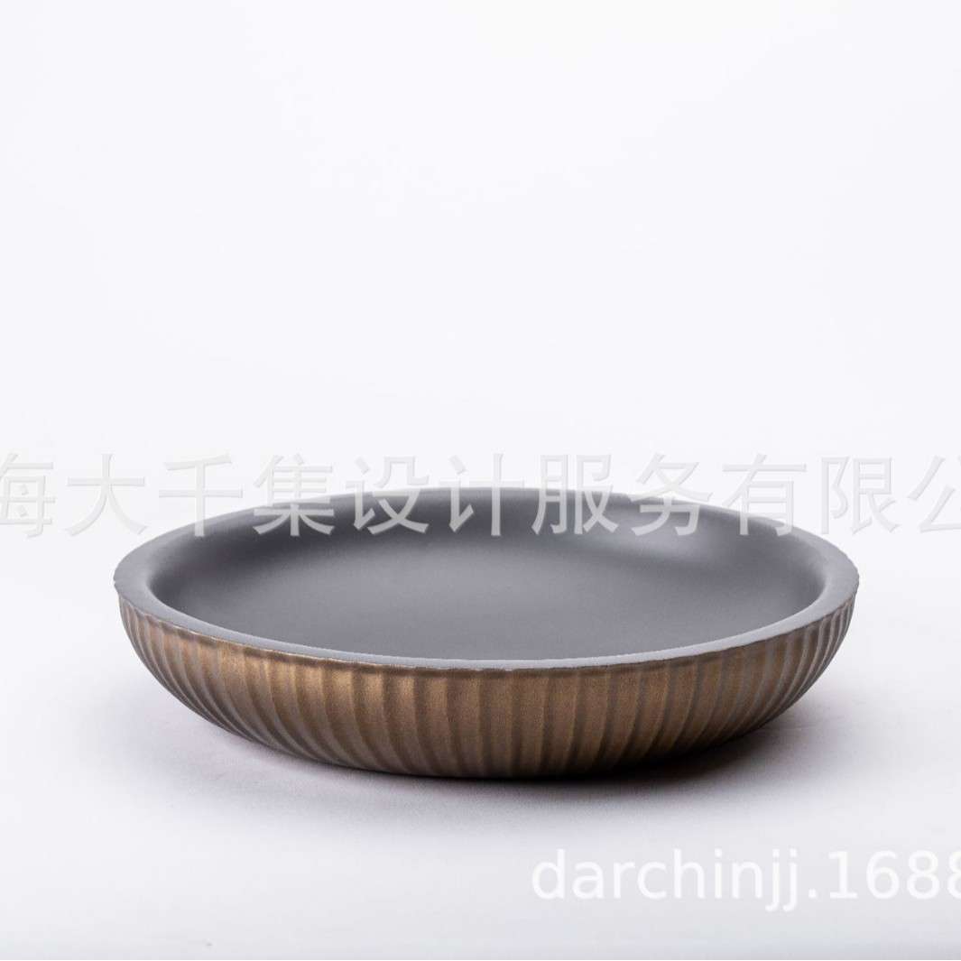 大千集现代风格诧寂肌理果盘花器摆件样板间家居展厅装饰品