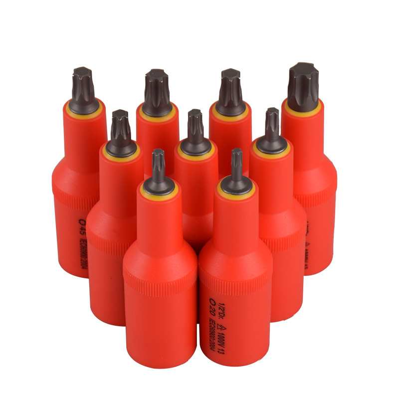 直销1000V 1/2绝缘星型旋具套筒批头T20-T55 梅花批头IEC安全认证