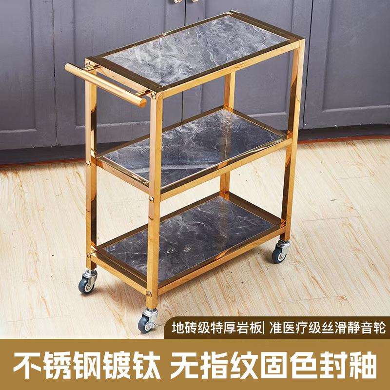 不锈钢三层火锅菜架车商用上菜餐车手推车酒店酒水车碗筷置物架子