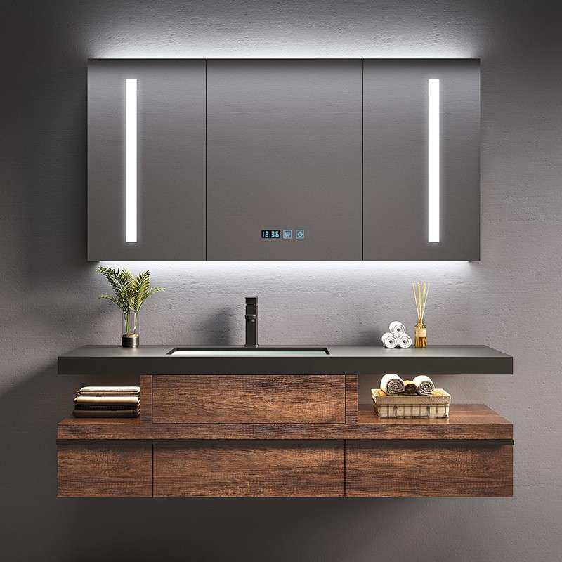 轻奢岩板洗漱台一体盆卫生间浴室柜洗手池洗脸台盆柜简约组合