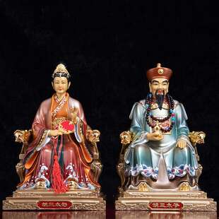 厂家直供全铜彩绘胡三太爷胡三太奶像家用胡黄常蟒神像摆件
