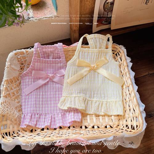糖果色春夏新款狗狗裙子吊带裙可爱宠物衣服约克夏比熊泰迪雪纳瑞