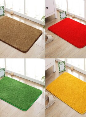 家用金黄色门口进门地垫卧室门厅大红色喜庆地毯浴室草Z坪绿色脚