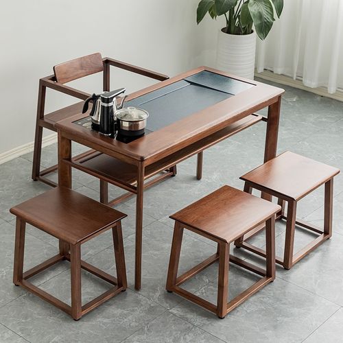 新中式实木茶桌功夫茶台泡茶桌家用小户型办公茶几会客桌檀丝木