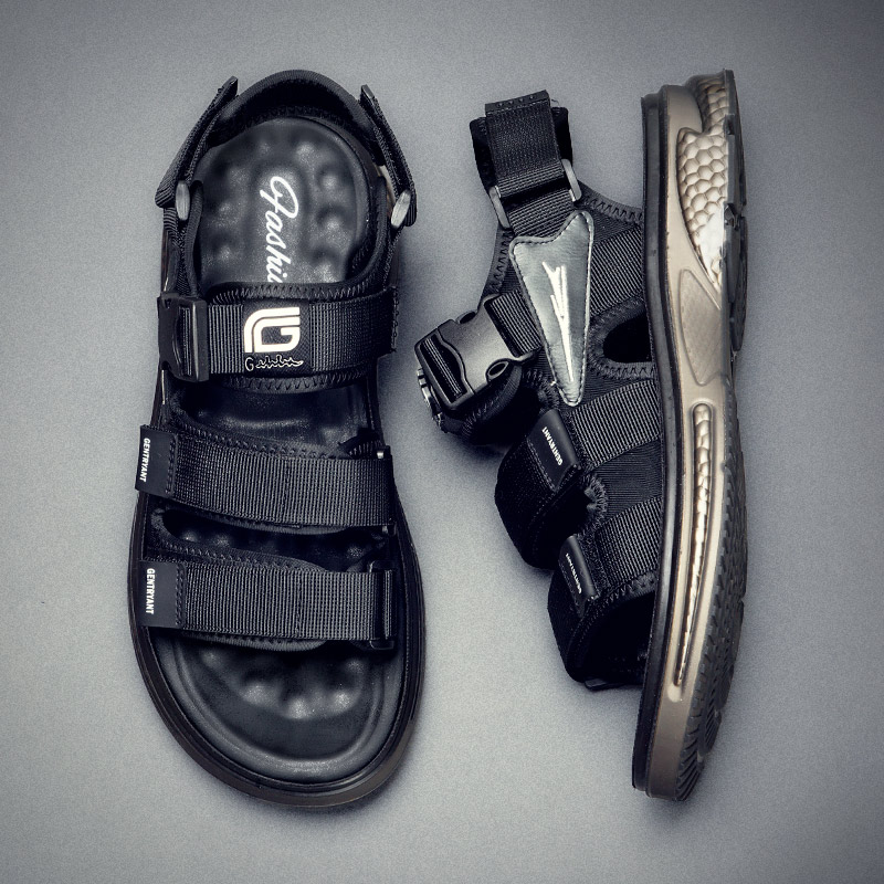 凉鞋男款夏季2024新款潮外穿防滑防臭运动休闲魔术贴夏天沙滩拖鞋