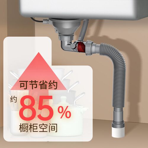 厨房大单槽美式台控下水器组成套洗菜盆下水器自动下水提笼式